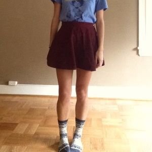 Corduroy mini skater skirt